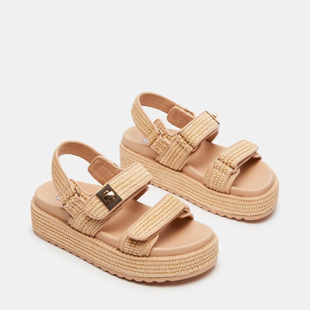 Steve Madden Bigmona natural raffia platform sandal